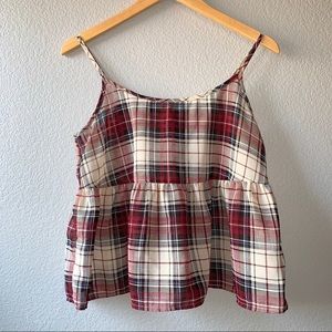 Plaid Babydoll Spaghetti Strap Top